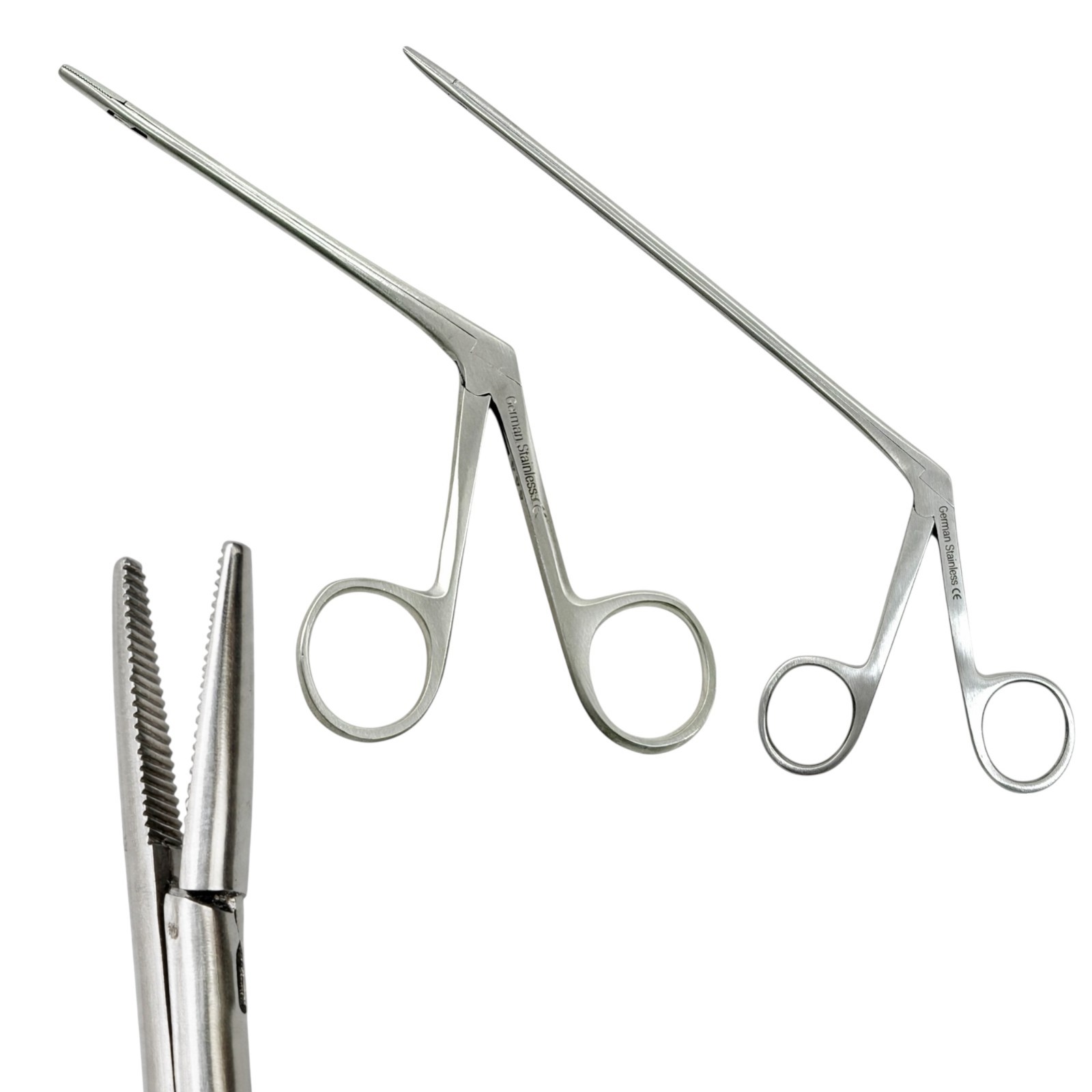 2 Pieces - Alligator Forceps With Serrated Tips Micro 3.5" + 5.5"  ENT