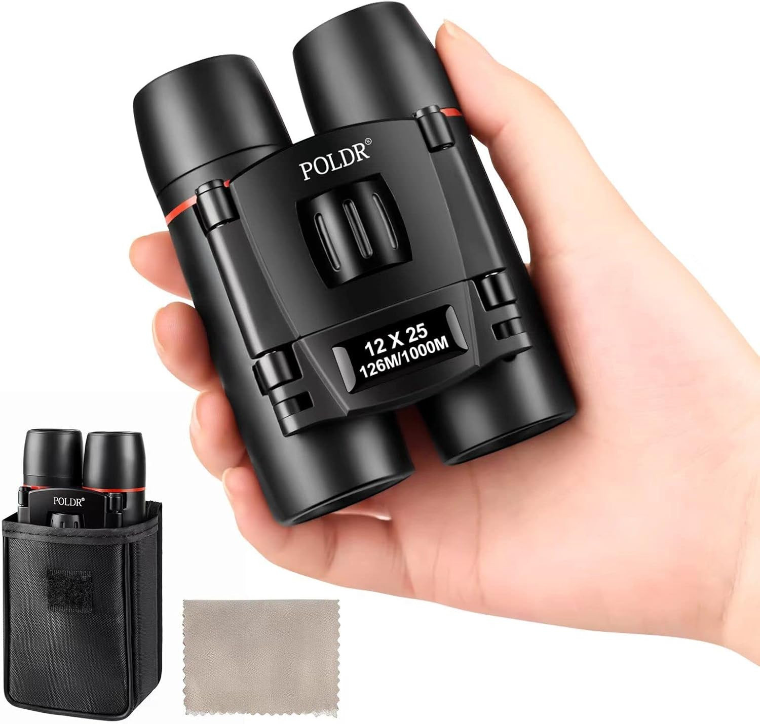 12X25 Small Binoculars with Clear Vision, Pocket Binoculars Compact for Adults T
