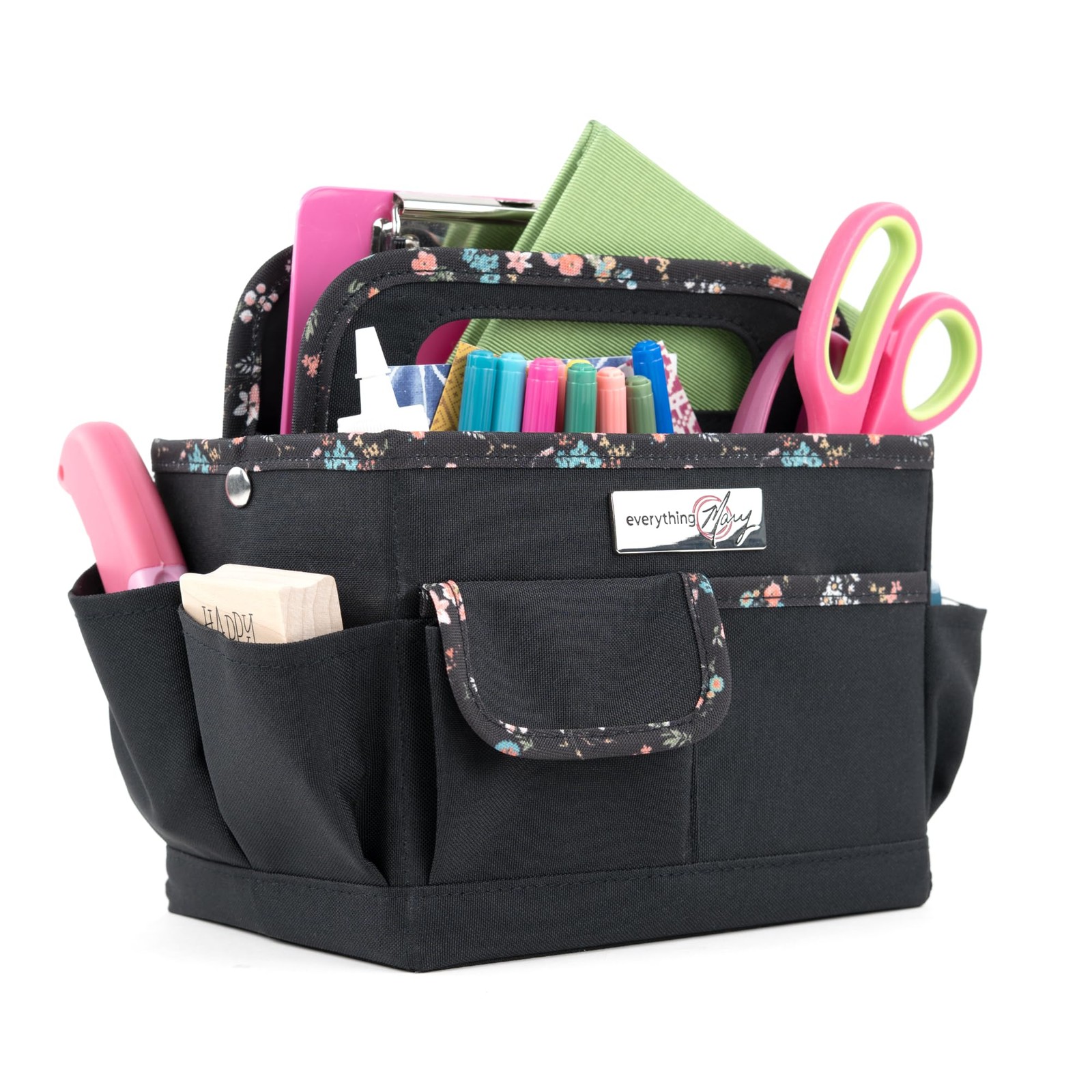 Craft Caddy Black Floral Art Storage Supplies Classroom Office Home