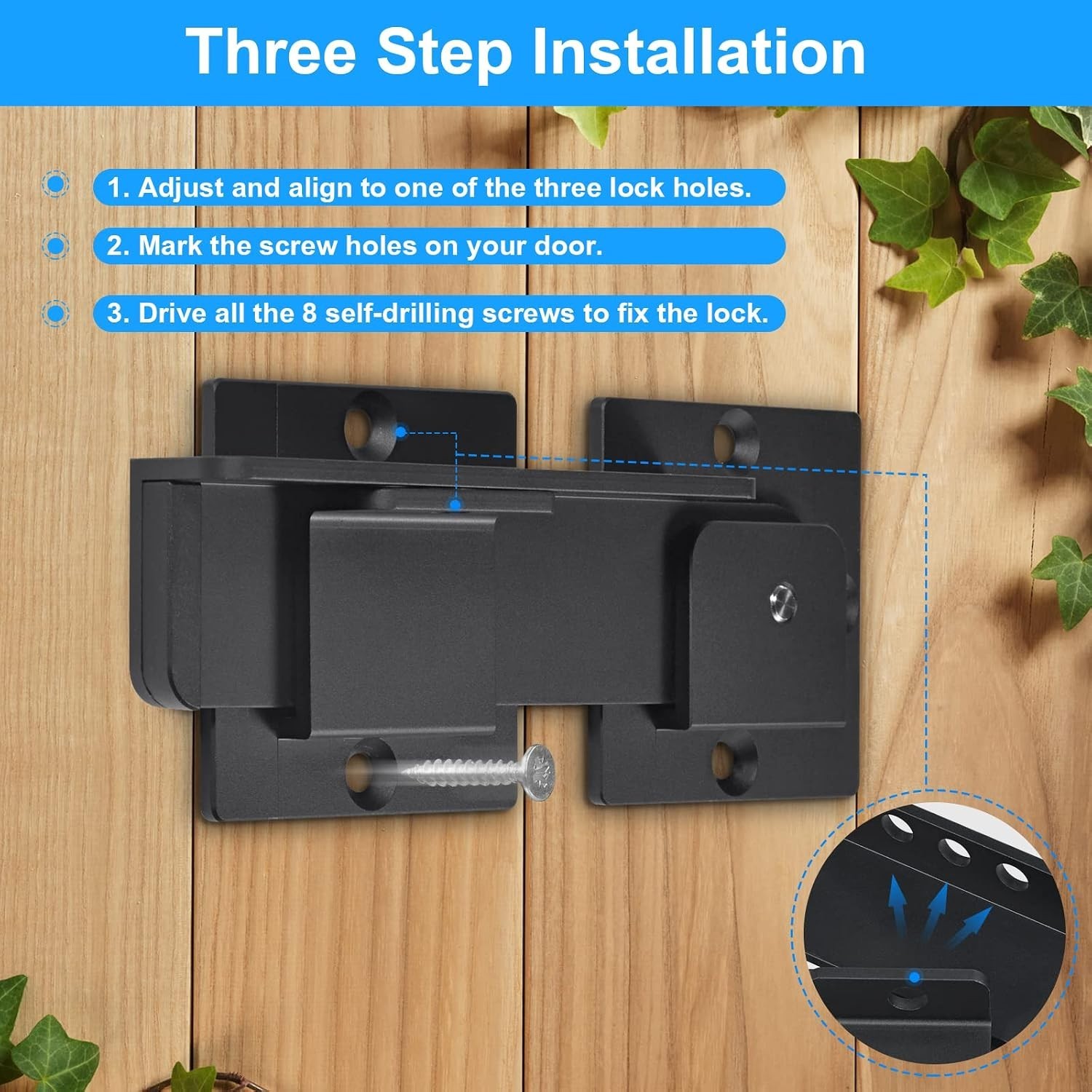 Solid Aluminum Alloy Gate Lock with Padlock Hole