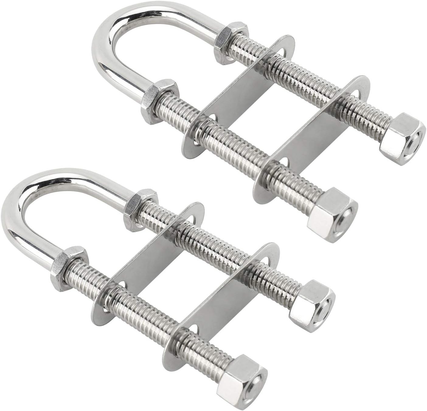 2Pcs Boat Stern Bow Eye Tie Down U-Bolt Rigging Stainless Steel 3" Thread Lenght