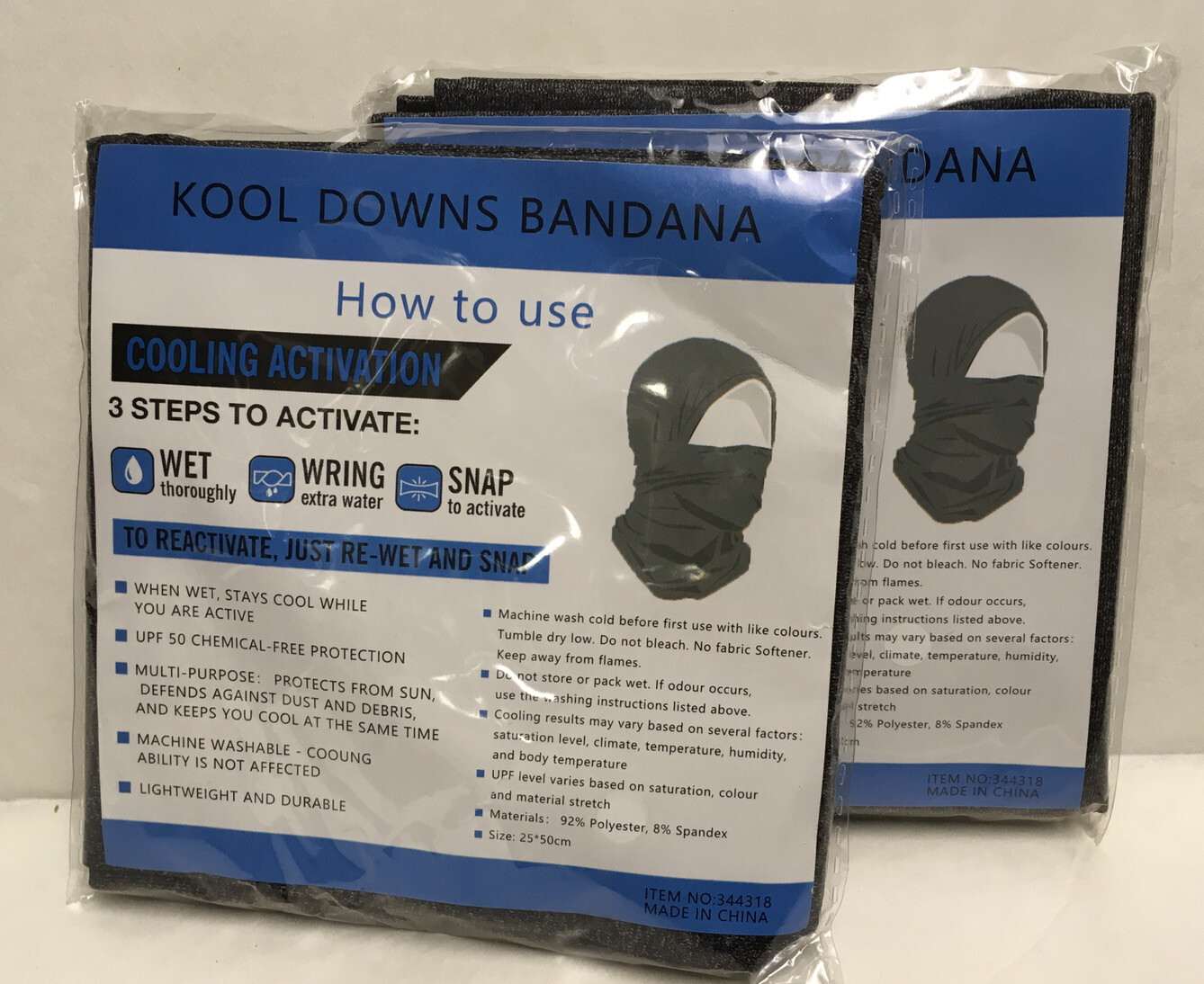 Lot of 2 Face Mask Cool Downs Bandana Breathable Reusable Headwear NIP