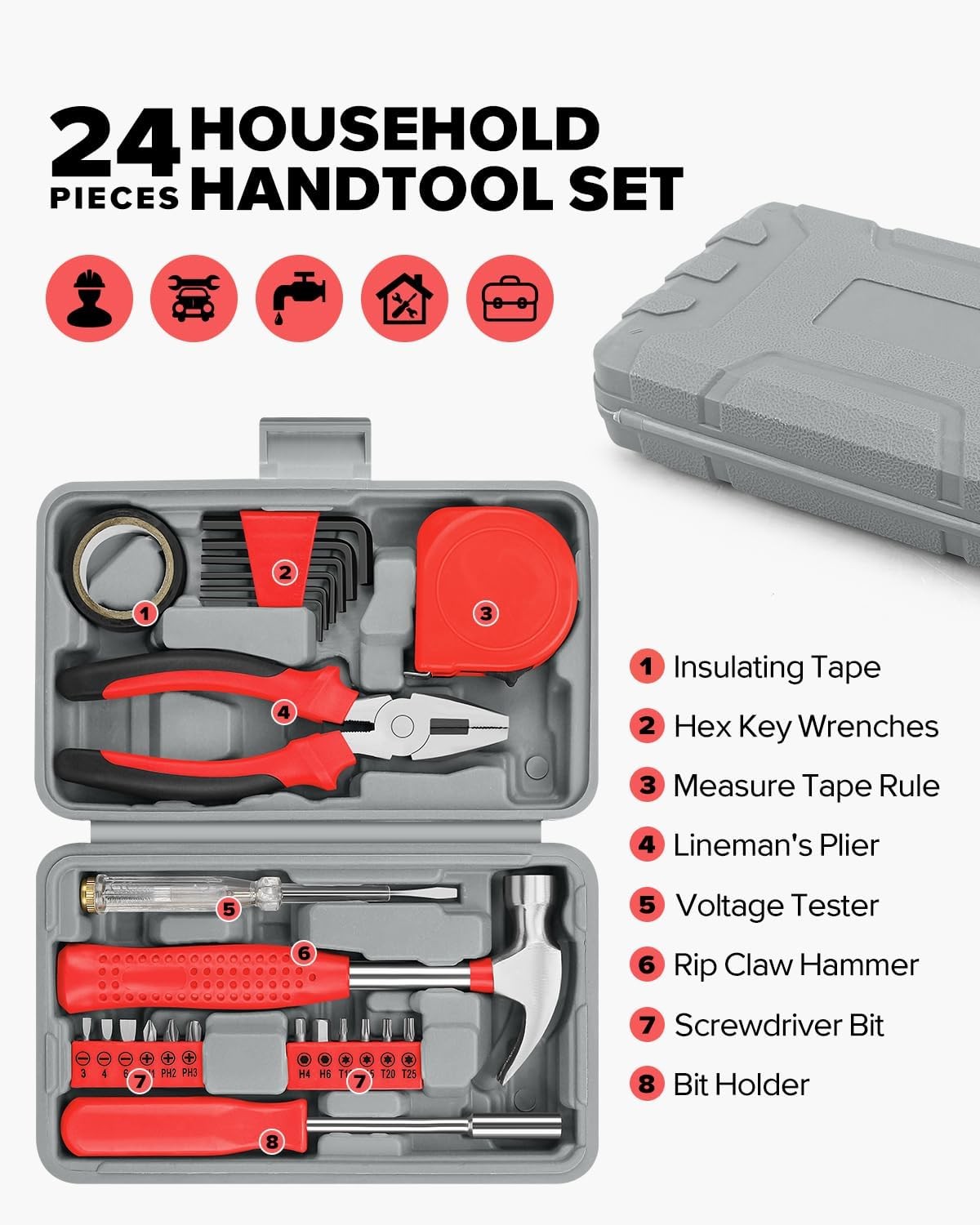 Household diy hand tool kit with case