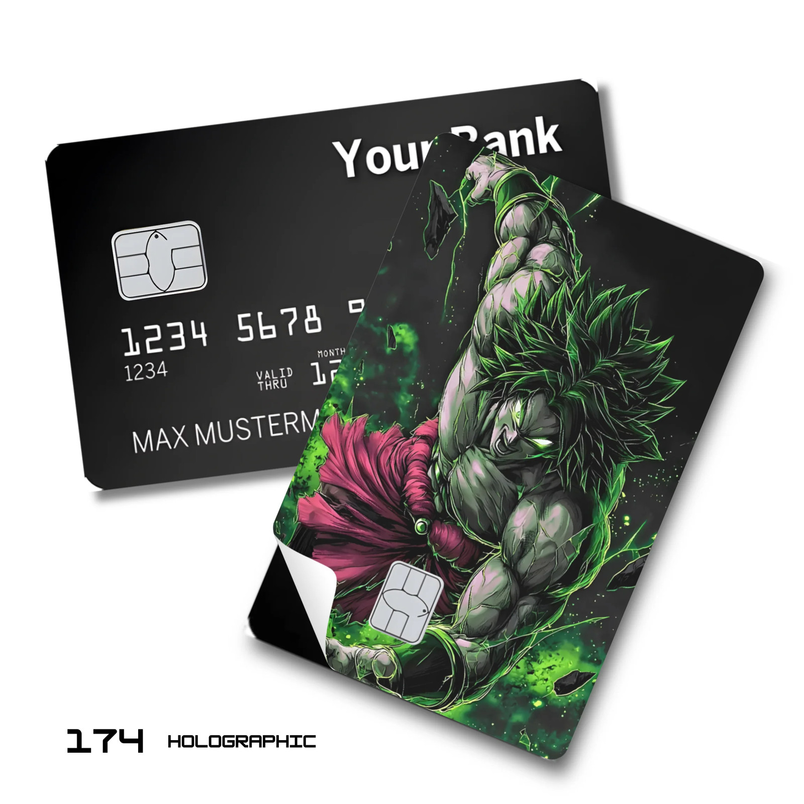 Credit Card Skin Sticker - Dragon Ball - Broly Green Aura - Holographic