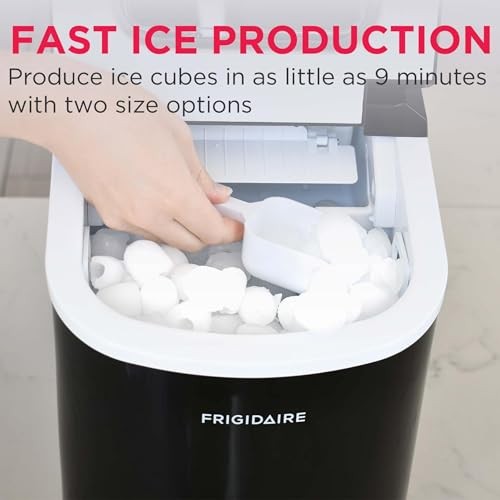EFIC101-BLACK Ice Maker Machine for Countertop, 26 lbs, Adjustable Ice Black