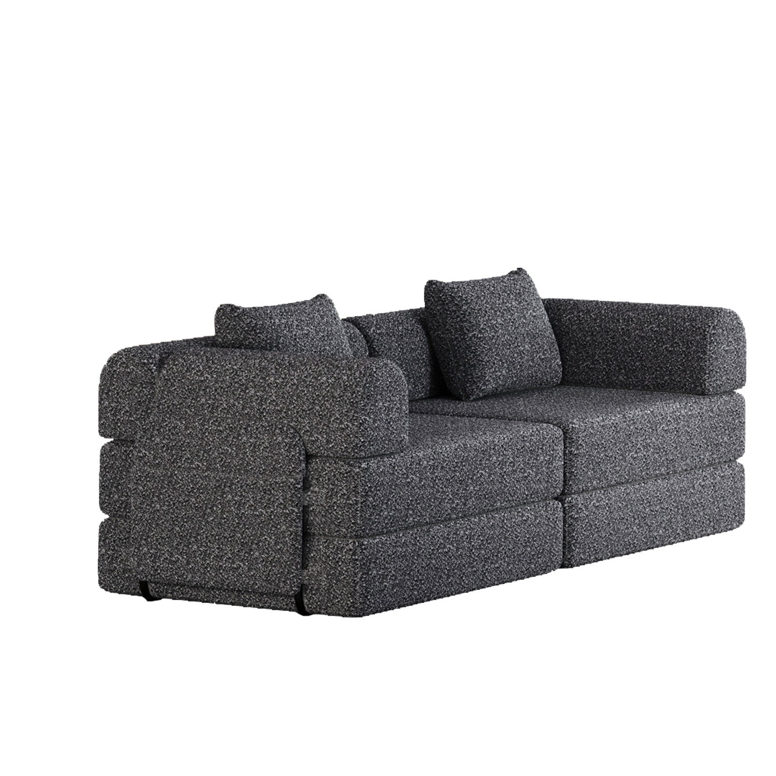 72in foldable Chenier sofa, equipped two side storage bags and two cushions Grey