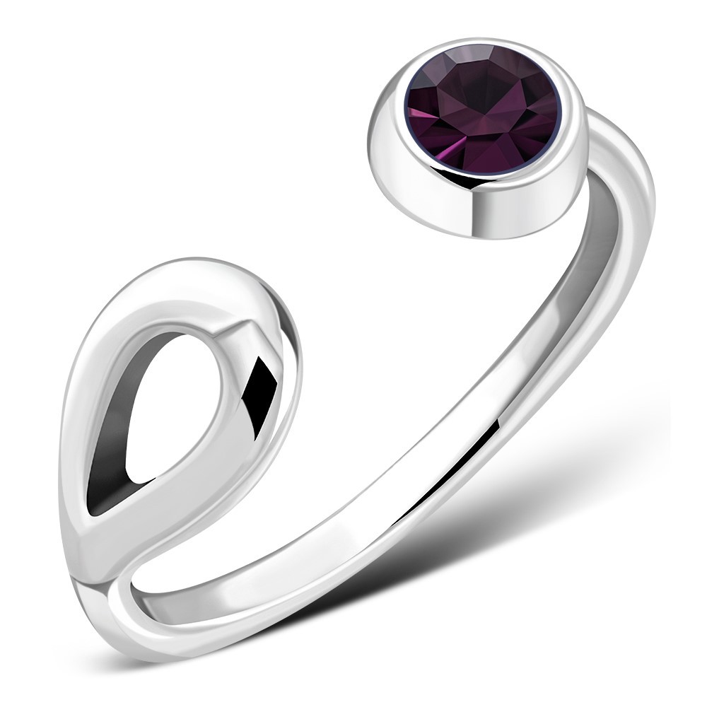 Sterling Silver Toe Ring Amethyst Cubic Zirconia Hand Polished SMALL SMALL
