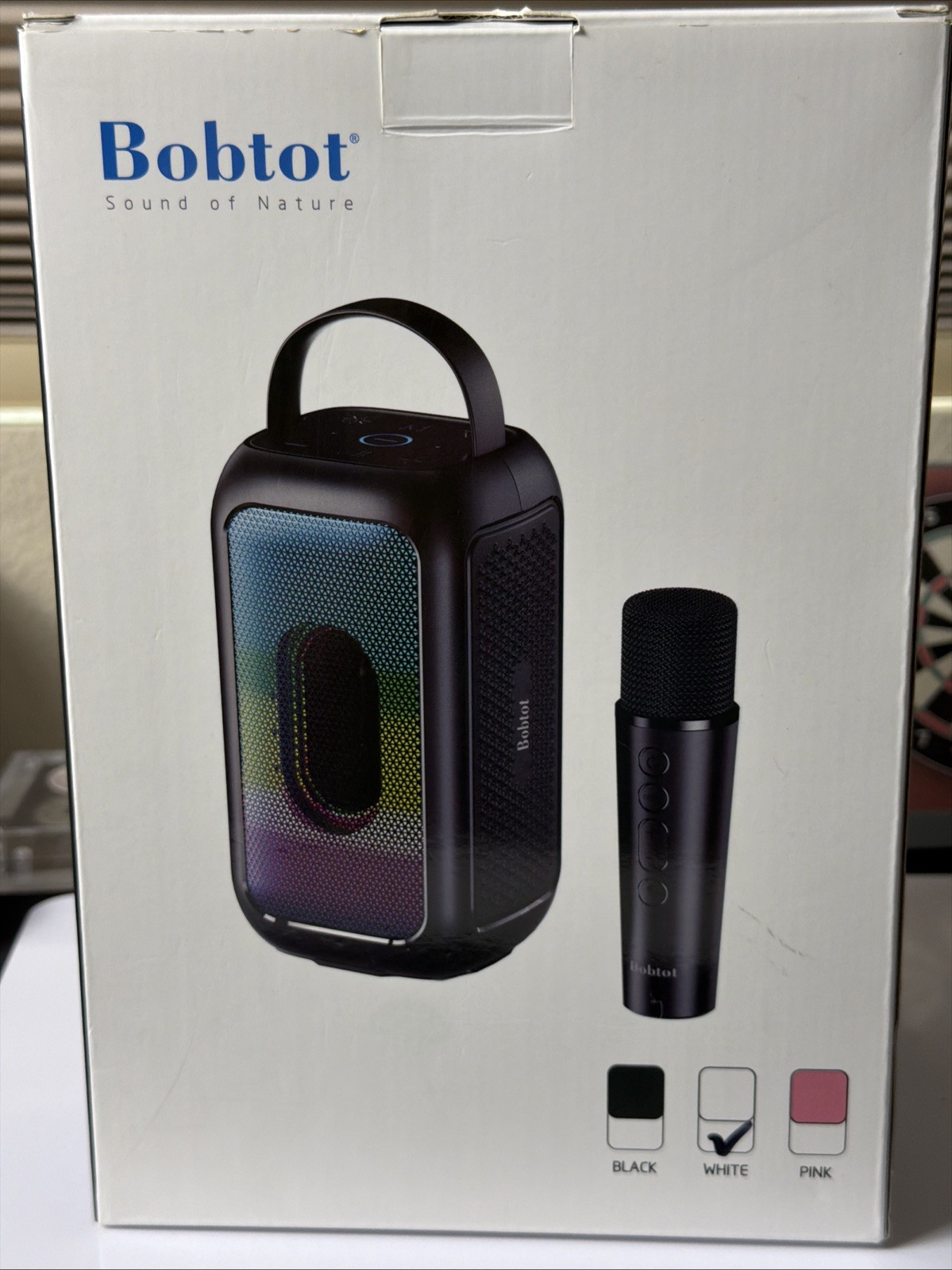 Bobtot EP20 Karaoke Portable Bluetooth Speaker with Wireless Microphone White