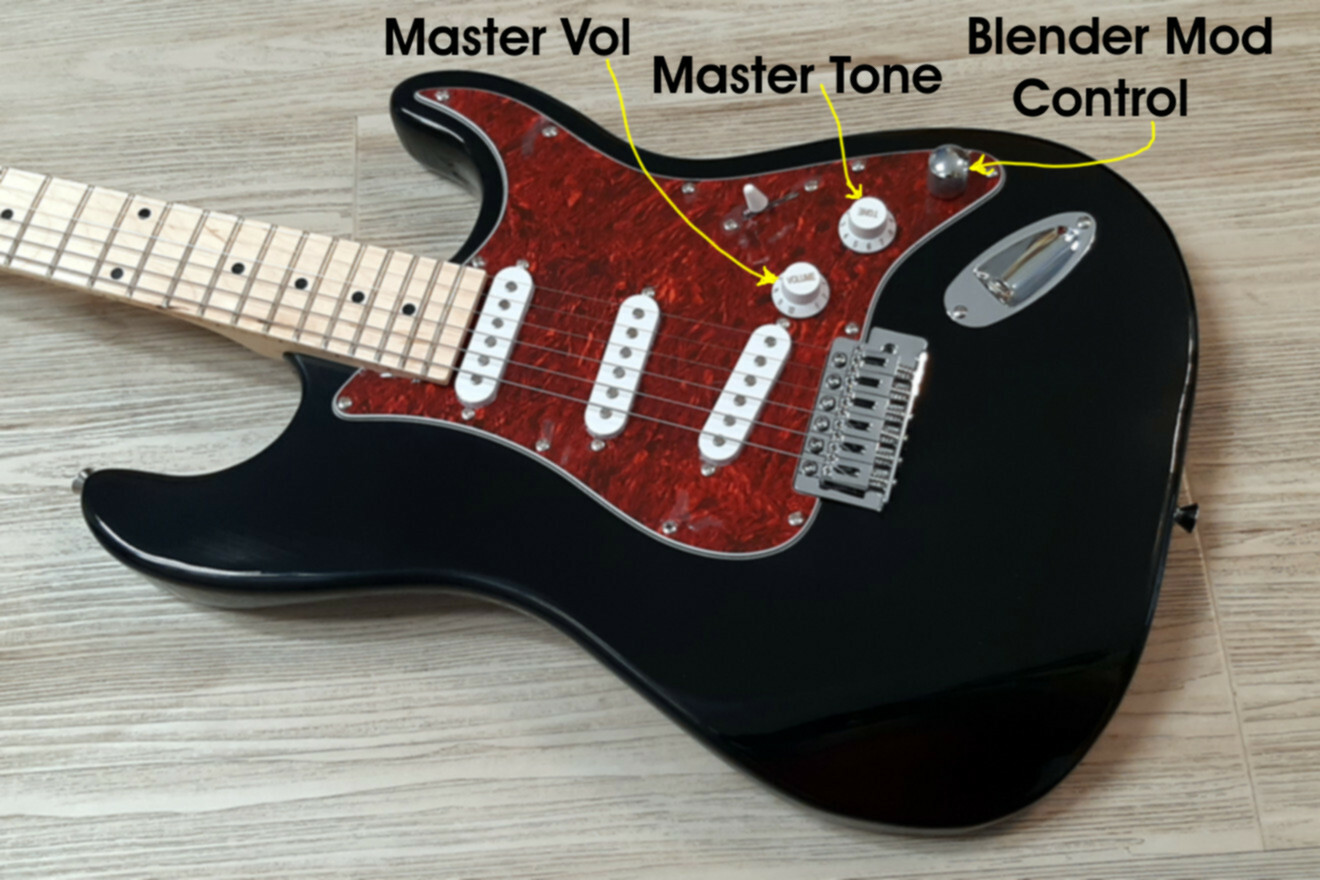 2024 Elite® Stratocaster Black Guitar w/ MODs Classic Strat SSS Tortoise P/Guard