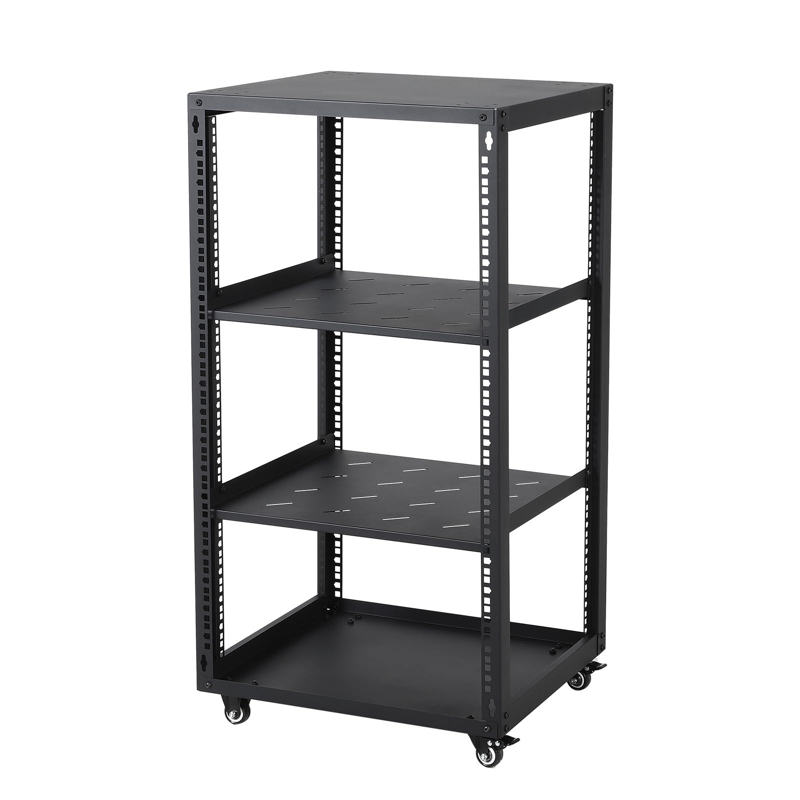12U Open Frame Server Rack Network Enclosure Rack for IT & AV Gear with Casters