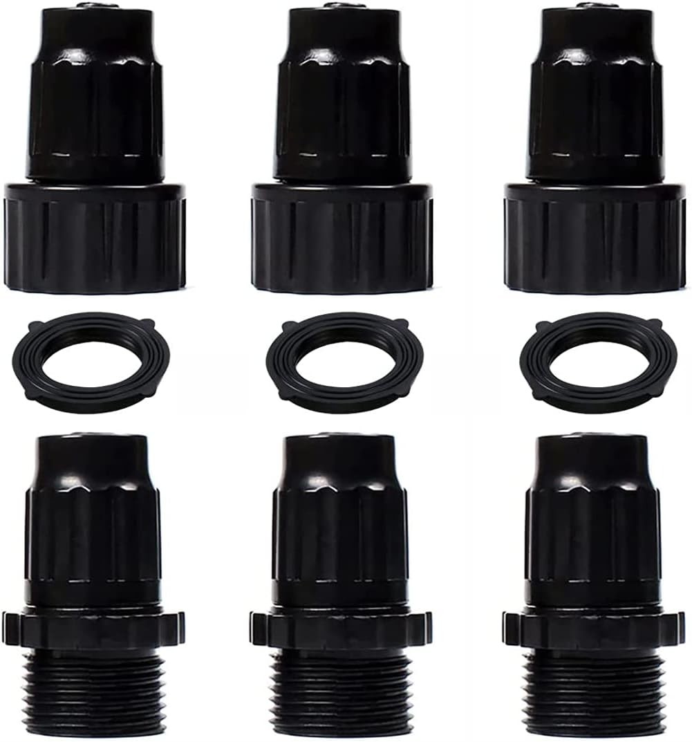 3 Sets Expandable Garden Water Hose Mender Fittings Male 0.75 Inch, Black