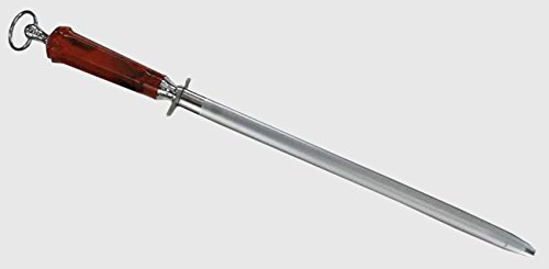 14" High Carbon Honing/Sharpening Steel With Red Handle -Diamond Grain Coating