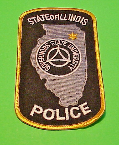 ILLINOIS  GOVERNORS STATE UNIVERSITY  ( STATE COLOR IS SILVER )  POLICE PATCH