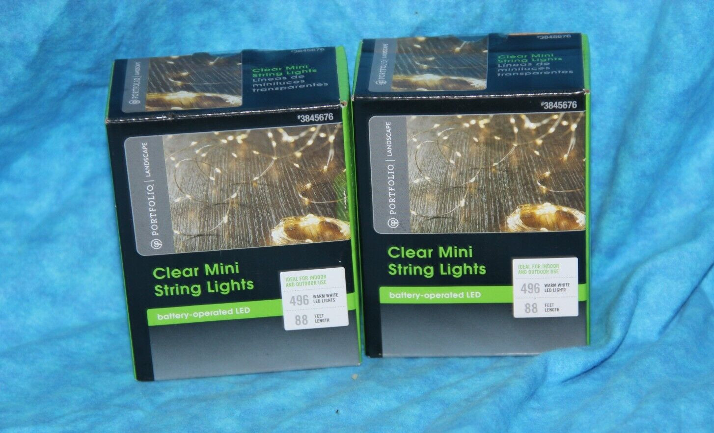 (2) PORTFOLIO Clear Mini String Lights, 88 Feet Long, 496 Clear LED Lights