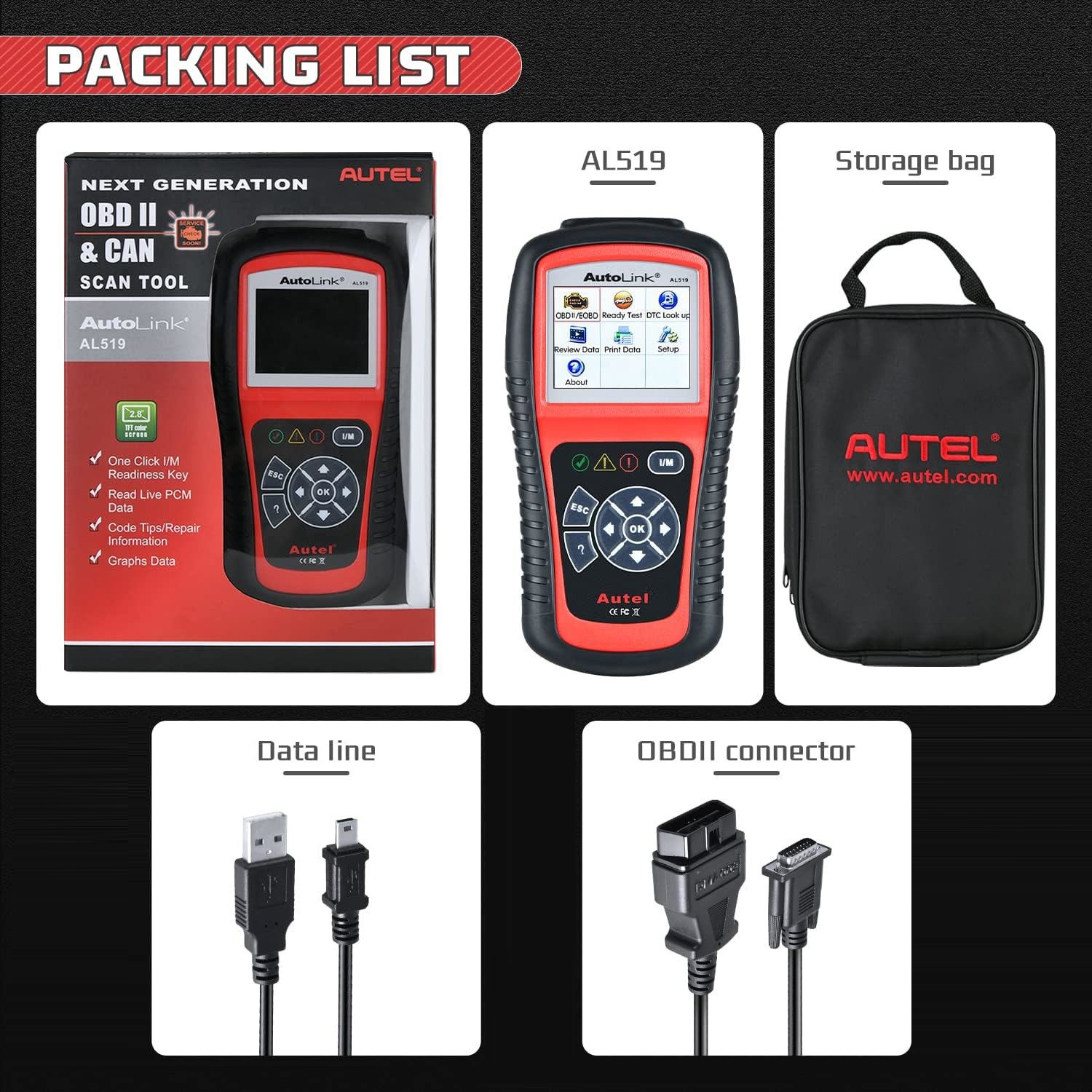 Autel AutoLink AL519 Car Scanner OBD2 Autel Code Reader Check Engine Diagnostics