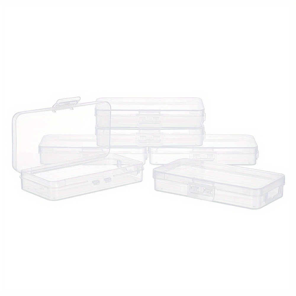 6pcs Clear Plastic Beads Storage Containers boxes with Lids 12.8x6.6x2.2cm Small