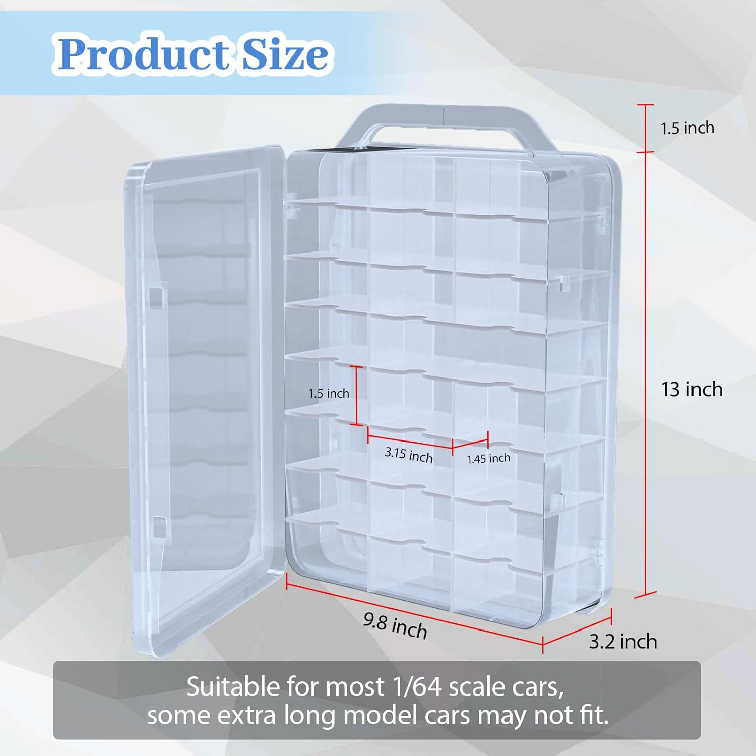 Double Sided Storage Case for Hot Wheels Storage with Carrying Handle, Portable