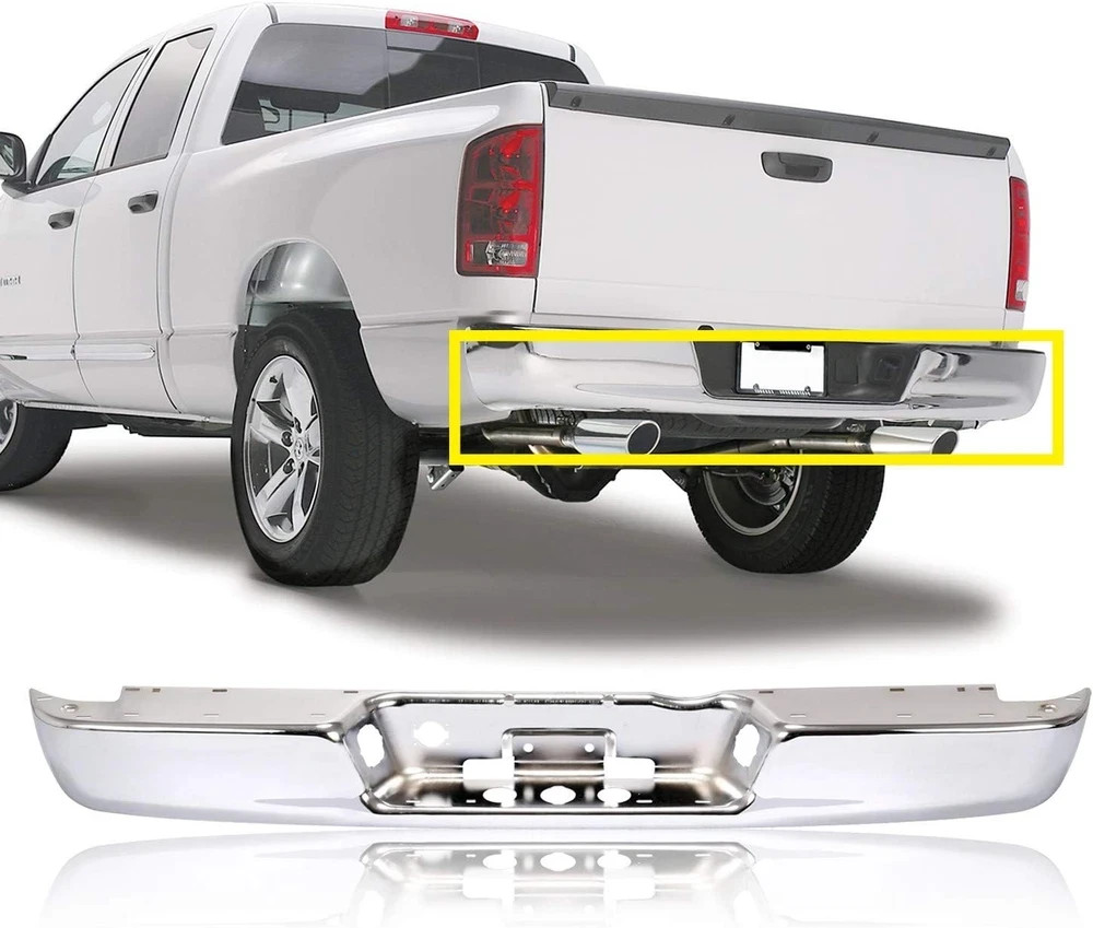 Rear Bumper Chrome Face Bar Steel Compatible with 2002-2009 DODGE Ram 1500 2500