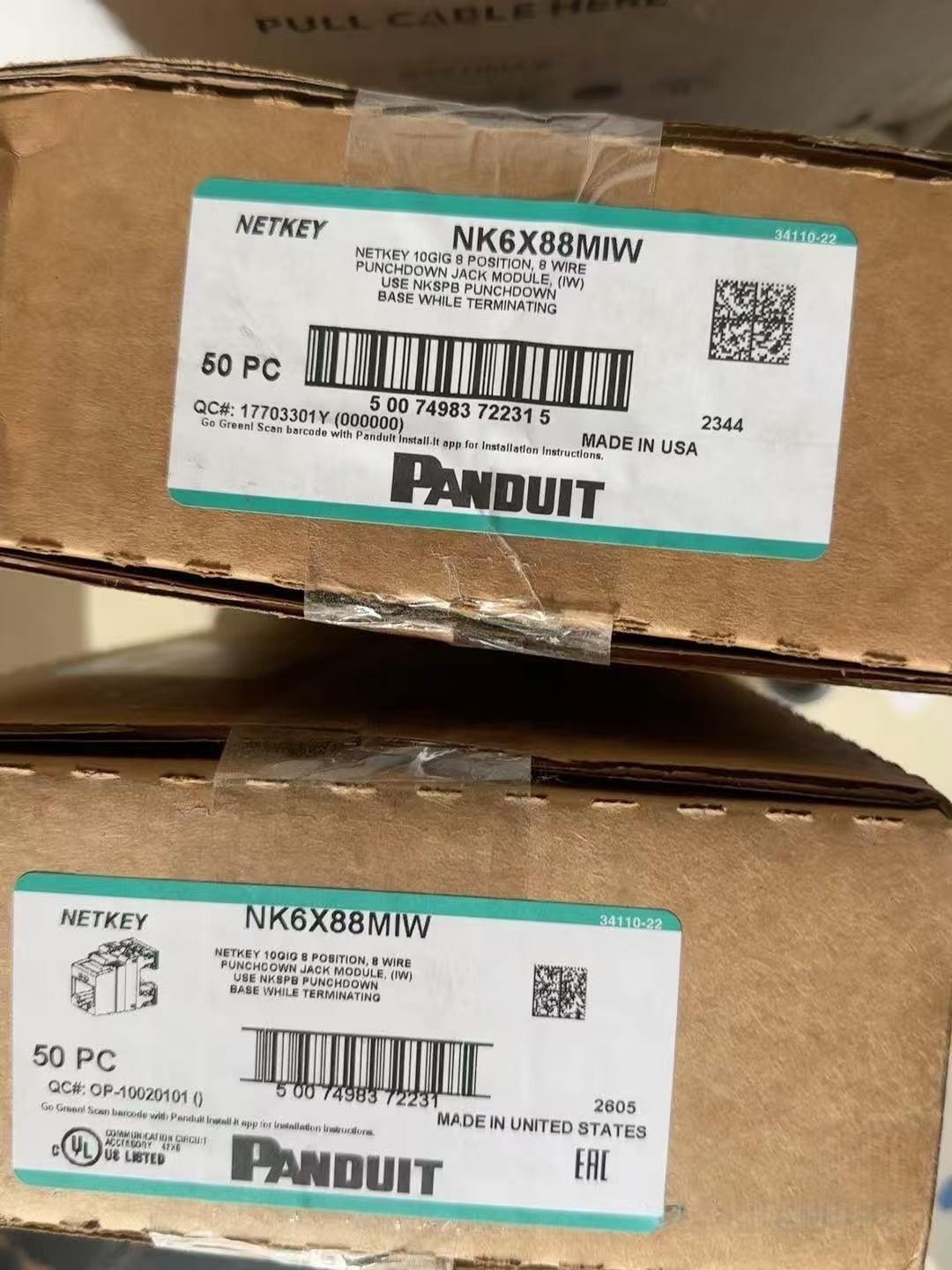 Panduit NetKey NK6X88MIW Cat6a Keystone Jack White Module (Qty 50) Free shipping