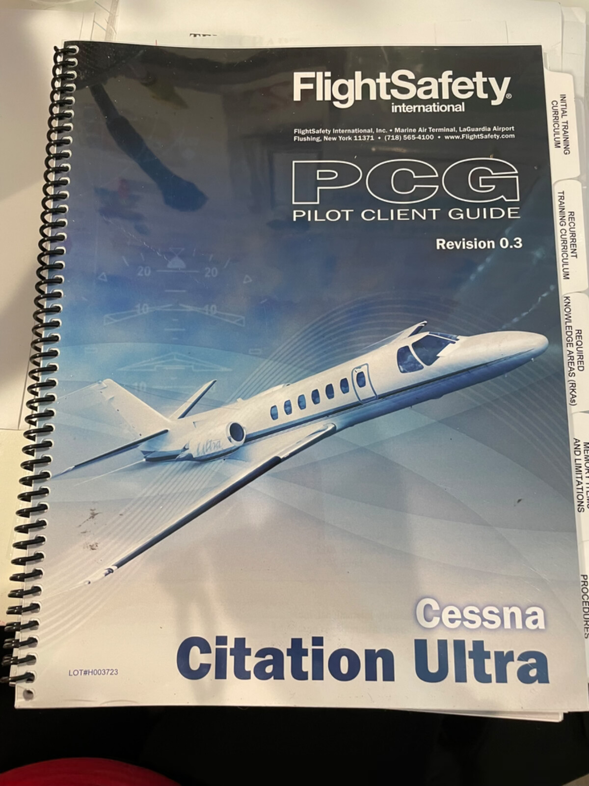 2018 FlightSafety Cessna Citation Ultra PCG Pilot Client Guide  Book
