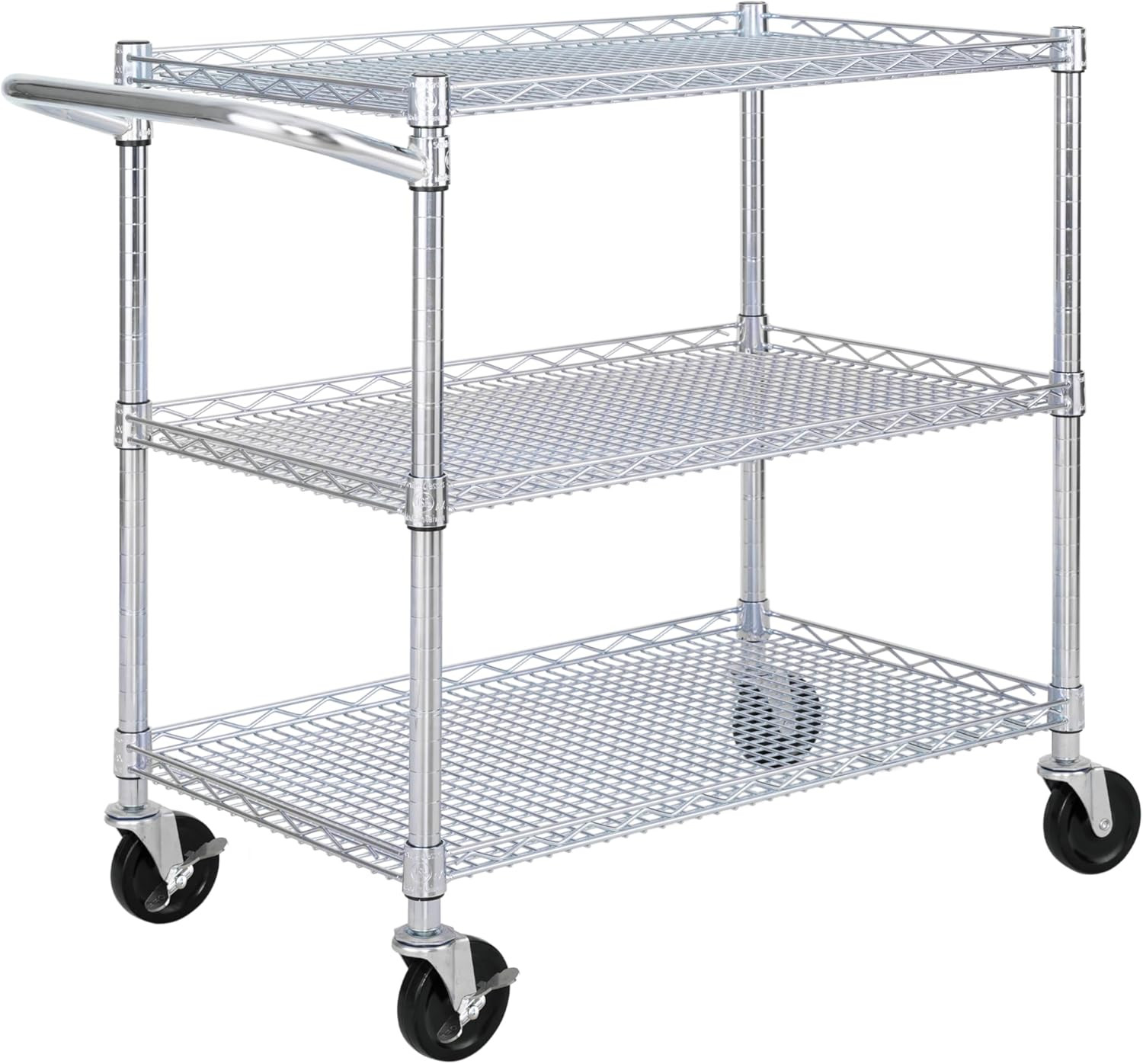 Ultradurable NSF Commercial Heavy Duty Metal Rolling Utility Cart, W/ Steel Shel