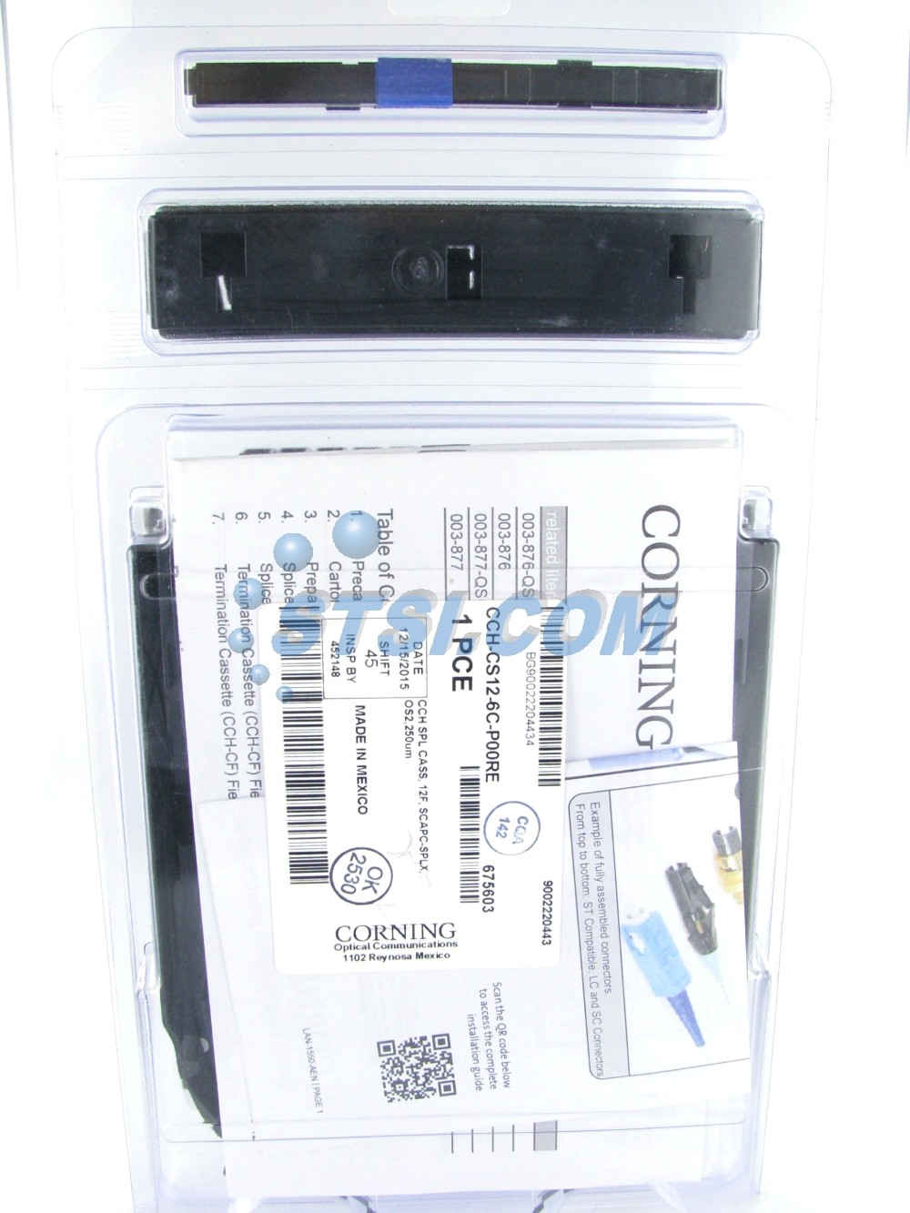 Corning CCH-CS12-6C-P00RE Pigtailed Splice Cassette, 12F, SC SM APC ~STSI