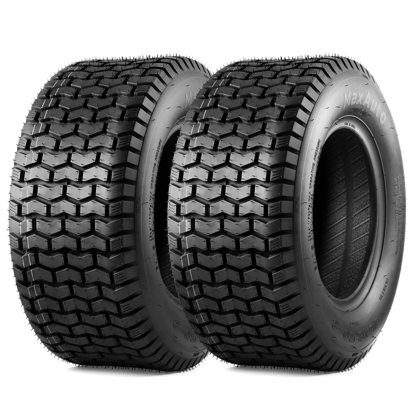 MaxAuto 2 Pcs 16x6.50-8 Turf Tires for Lawn Tractor Lawn Mower Riding 4Ply Tu...