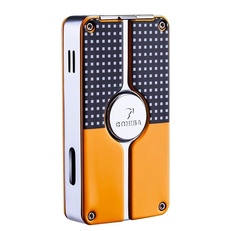 Metal Windproof 3 Jet Blue Flame Torch Butane Gas Lighter & Cutter Sharp Cigar