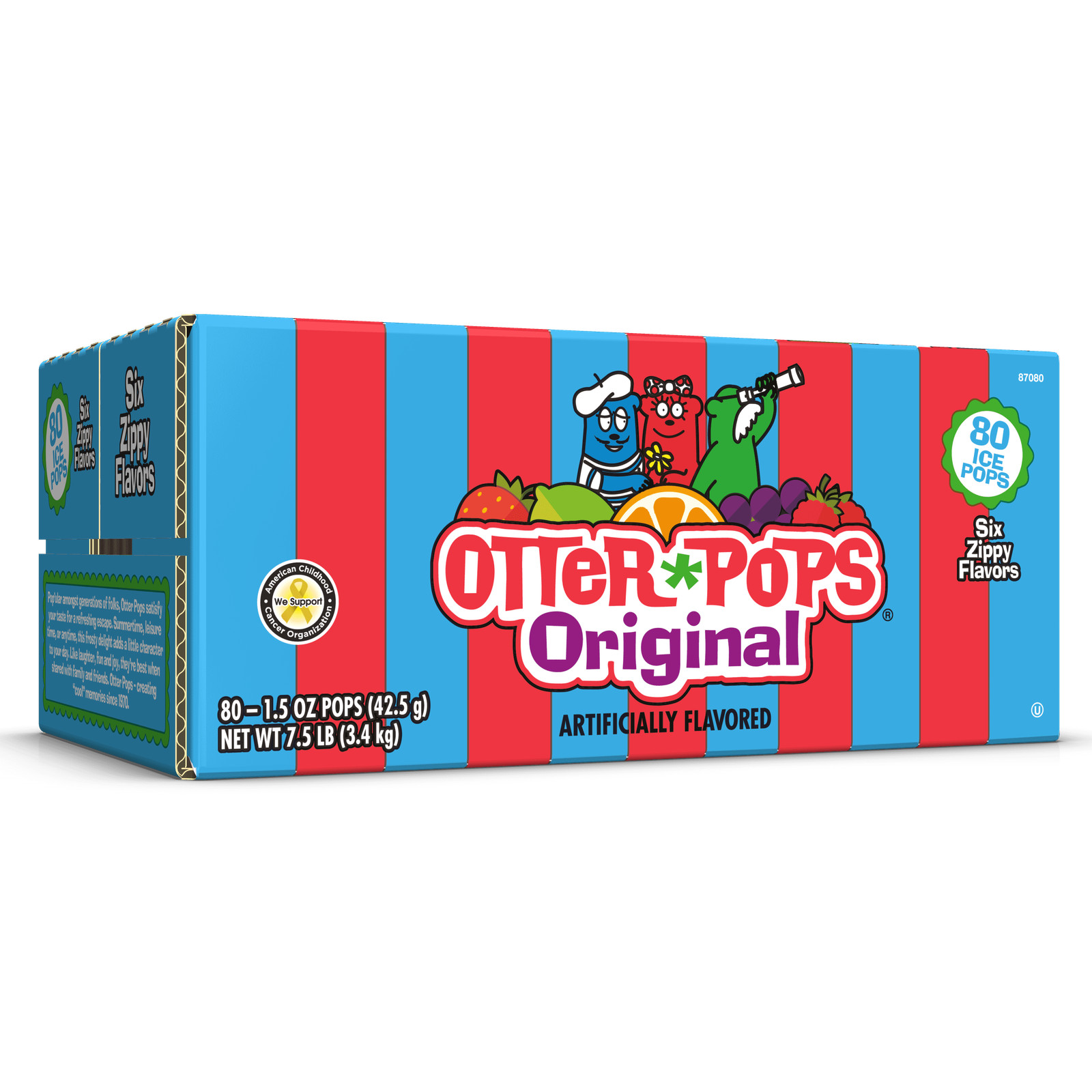 Original Assorted Fruit Ice Pops, Gluten Free Frozen Snack, 1.5 oz, 80 Count