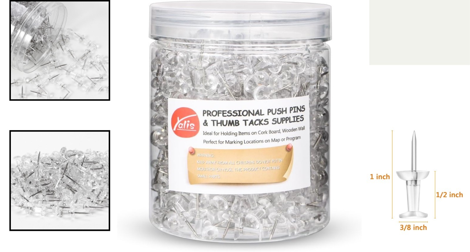 Organize with 600 Count Clear Push Pins - Durable, Small-Size for Efficiency