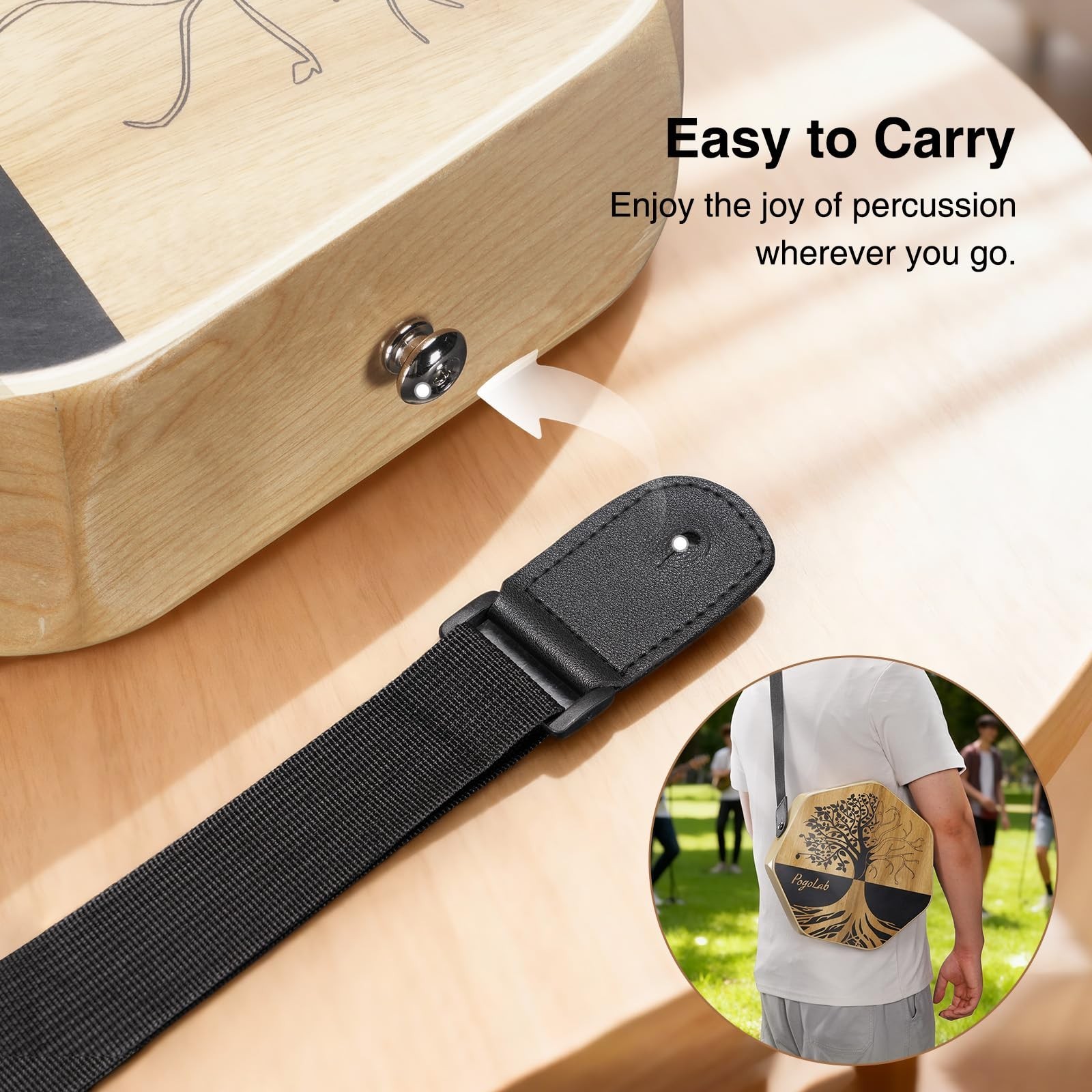 Three-Tone Portable Cajon Drum Box with Adjustable Strap - Unique Design, Easy t