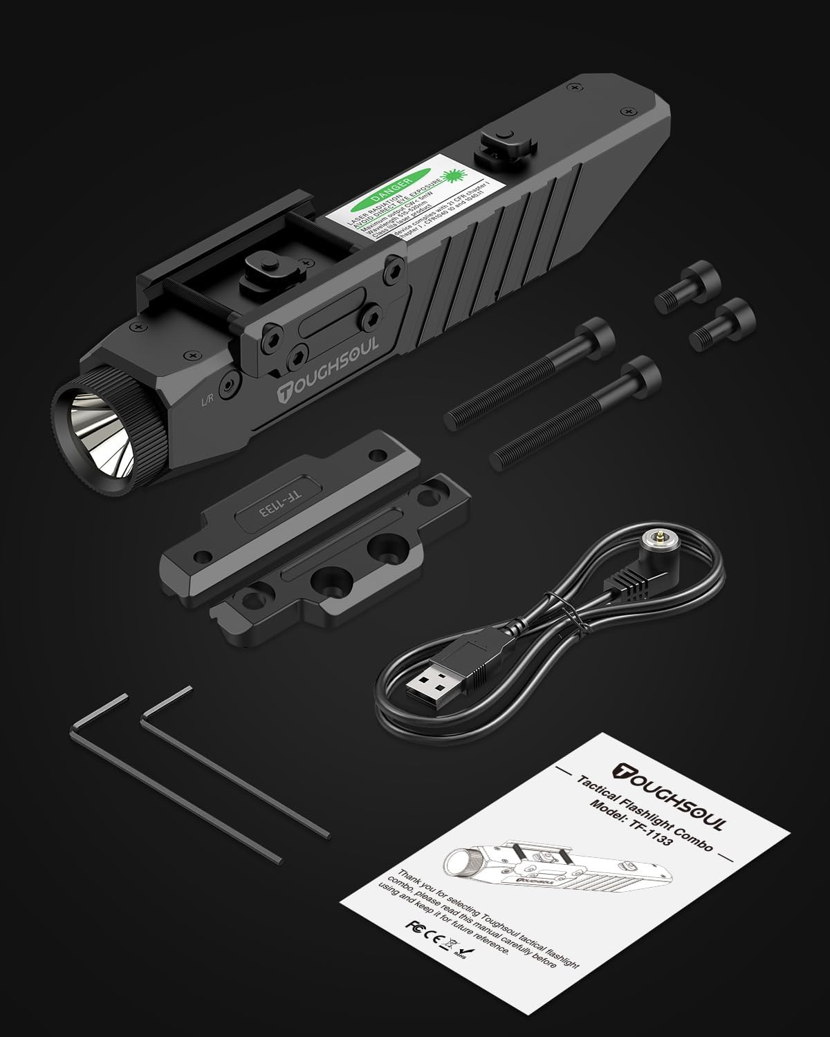 Mlok Picatinny 2 in 1 Tactical Flashlight with Purple Laser Sight Combo, Body...