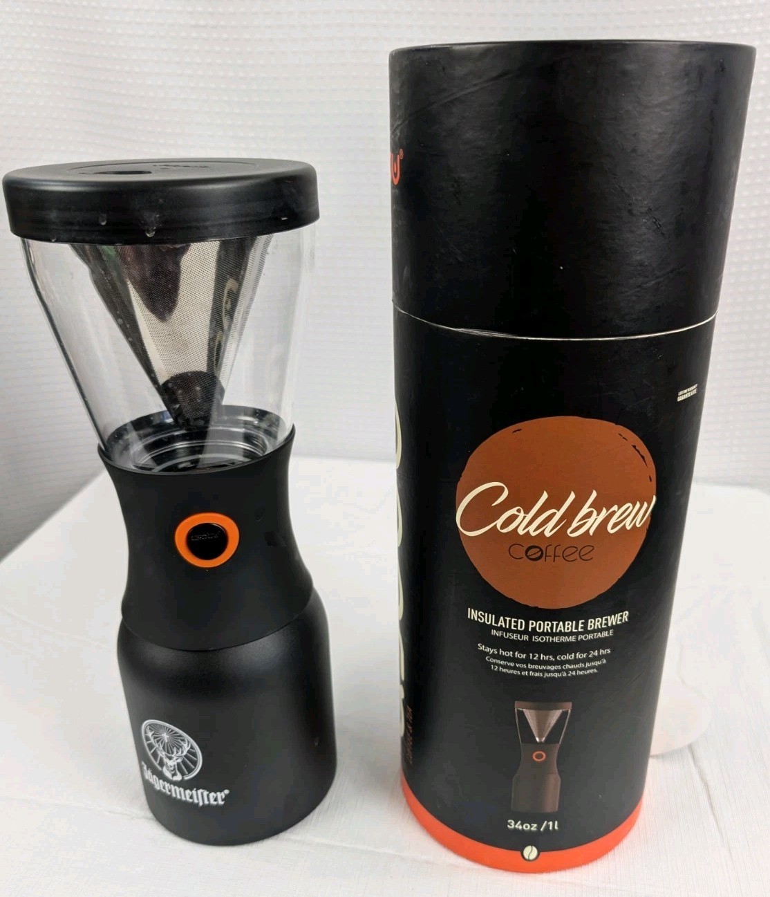 Asobu Cold Brew Brewer and Portable Vacuum Insulated Stainless Steel Carafe 34oz