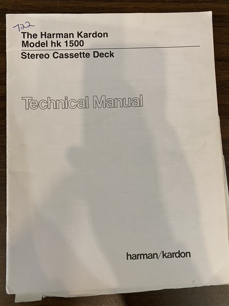 HARMAN KARDON HK1500 HK 1500 Service Manual *ORIGINAL* BOOK OR PDF-FREE SHIP
