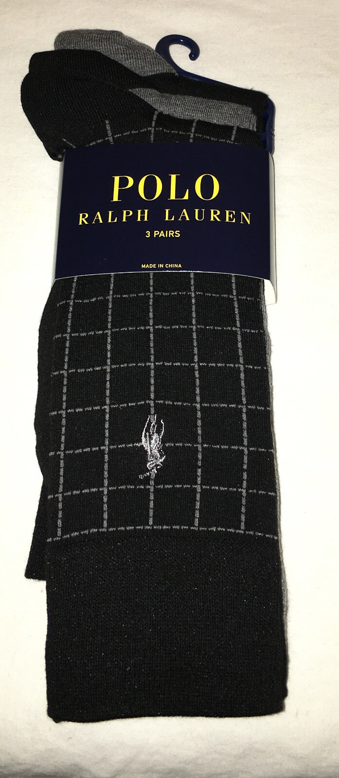 Polo Ralph Lauren Dress Socks 3 Pair Black Gray Men Sock Size 10-13 New