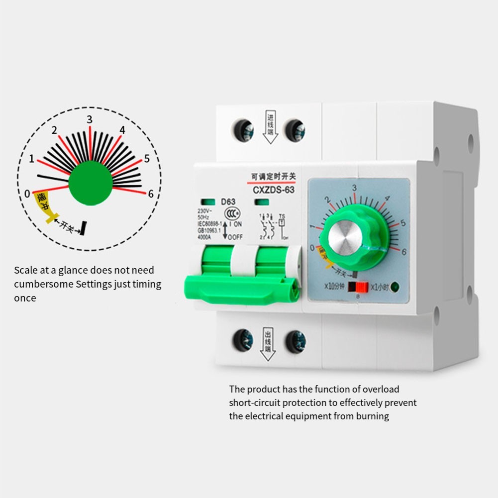 Mechanical Adjustable Timer Switch 63A 13000W Water Pump Memory Timer 1min-6h