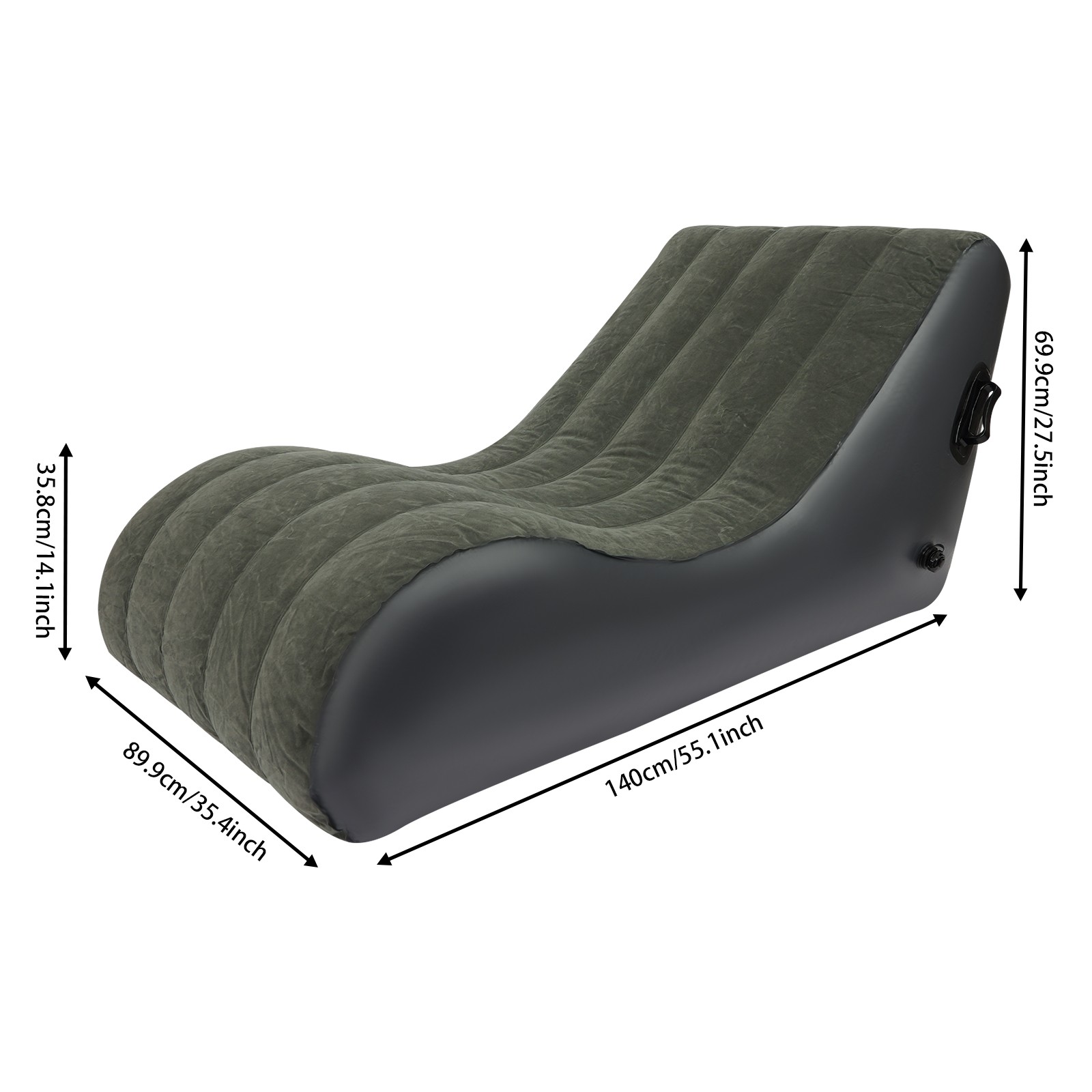 PVC Flocking Sofa Bed Max Capacity 440.92lbs Inflatable Sofa Folding Sofa Bed