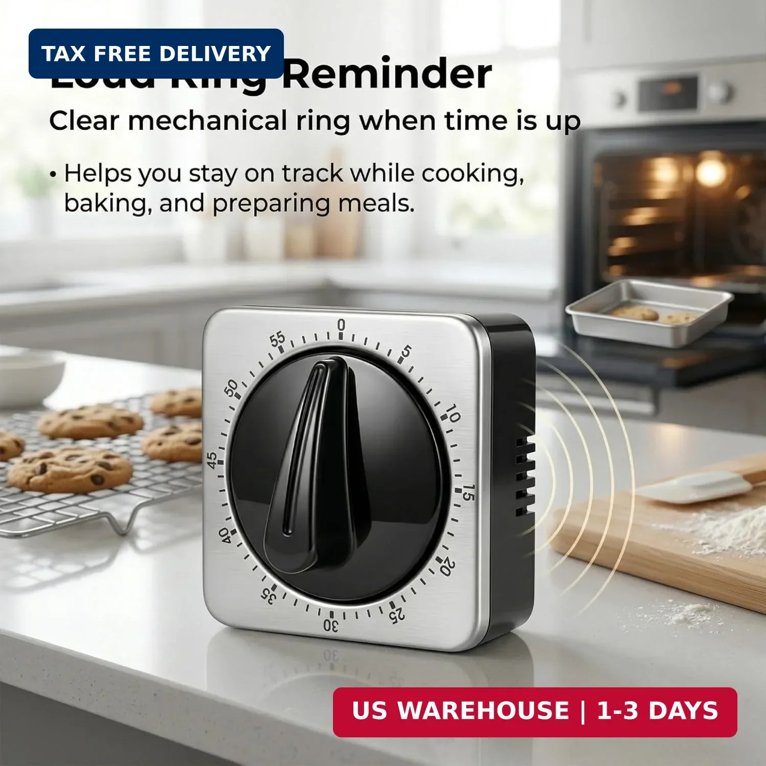 Kitchen Timers for Cooking, Mechanical Wind Up Timer with Loud Ring, Magn