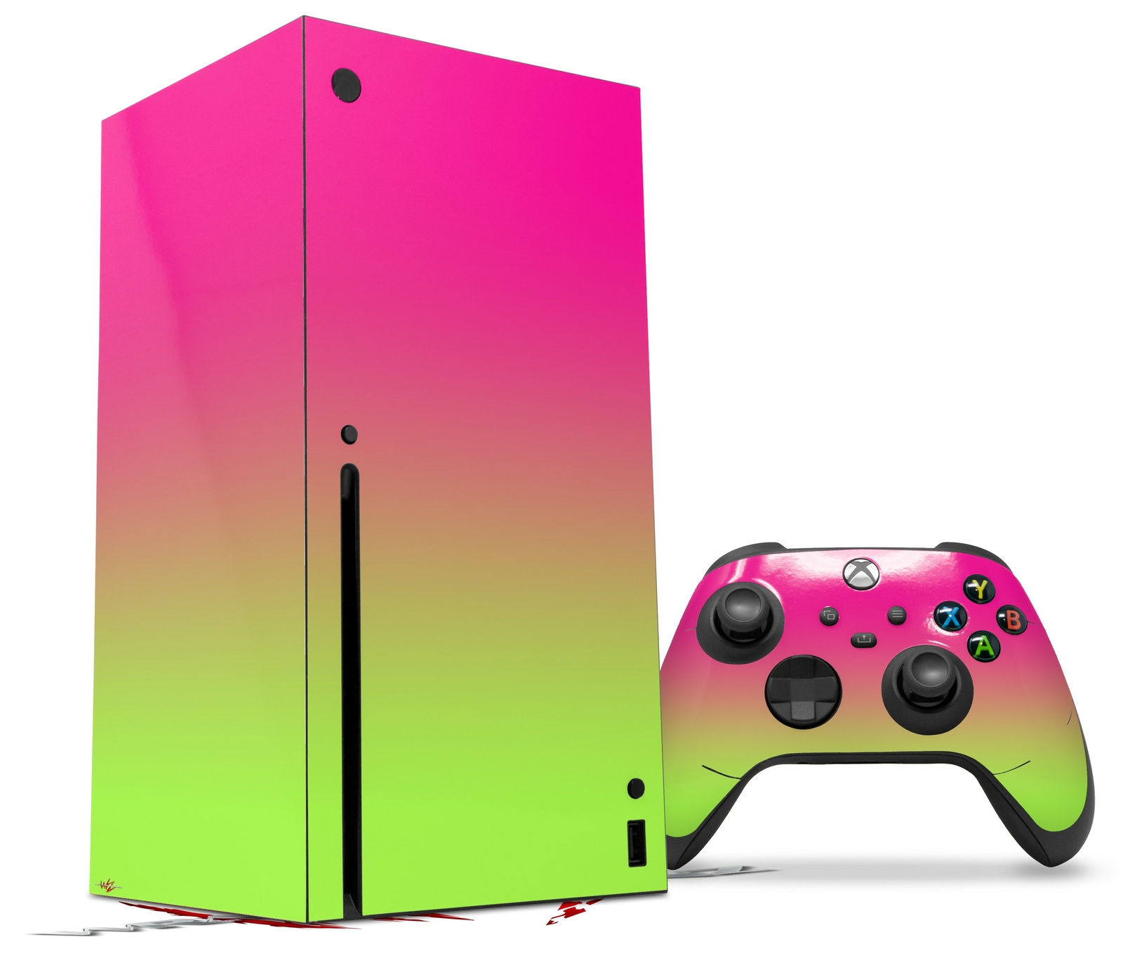 Skin Set for XBOX Series X Smooth Fades Neon Green Hot Pink