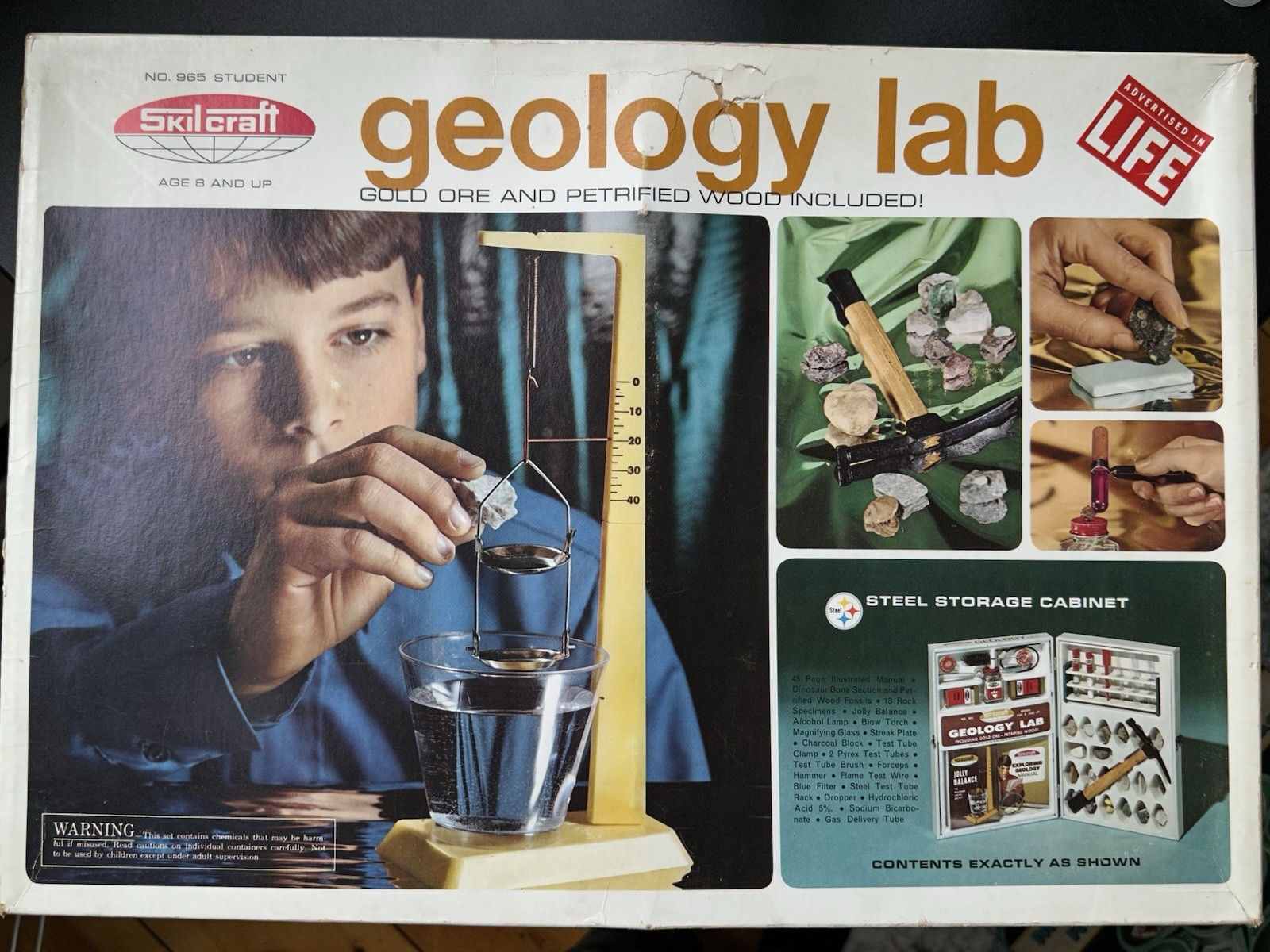 1960s Skil-Craft Geology Lab Metal Case Set Minerals Fossils & Balance