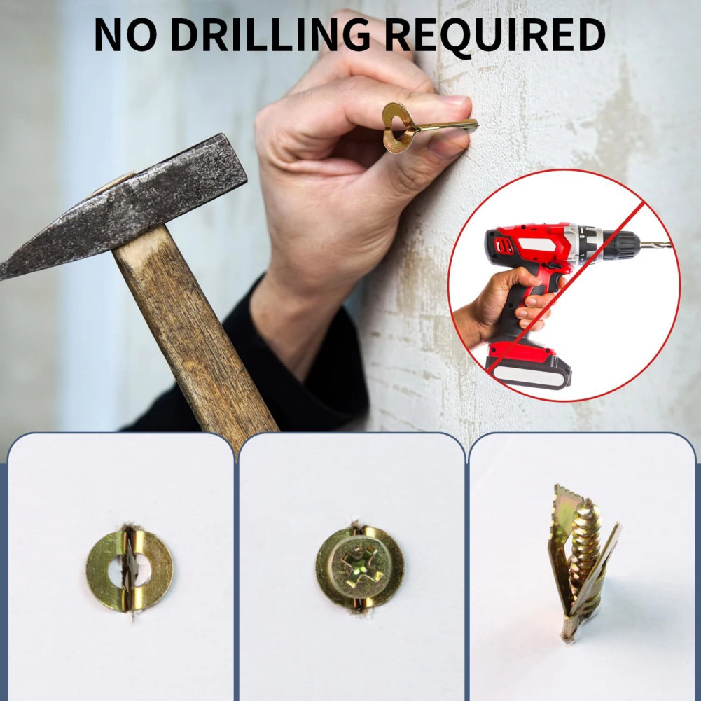 100 Pack Self Drilling Drywall Anchors with Screws, Suitable for Tv, Cabinets