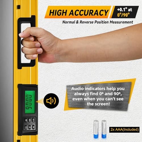 24 Inch Smart Digital Level, LCD Screen Magnetic Electronic Level Tool with