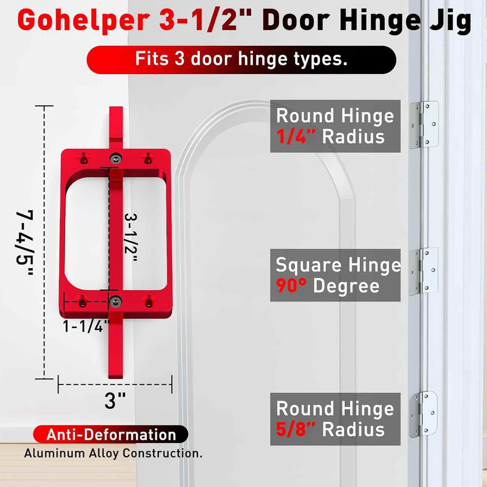 3-1/2in Door Hinge Jig Efficient Aluminum Alloy Template Kit For 1/4in 5/8in