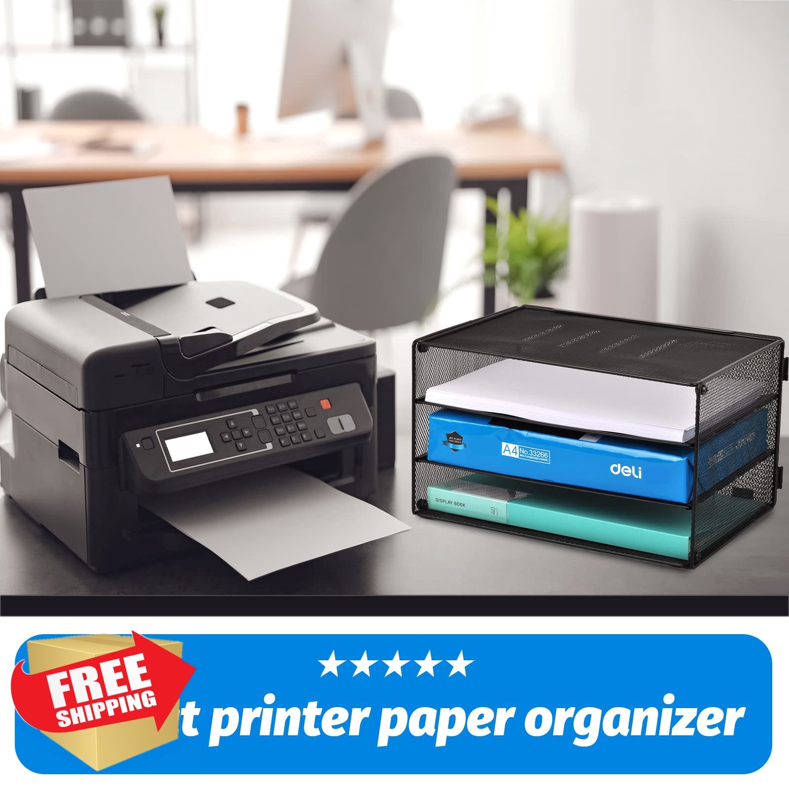 EASEPRES 3 Tier Desk Organizer Tray Black