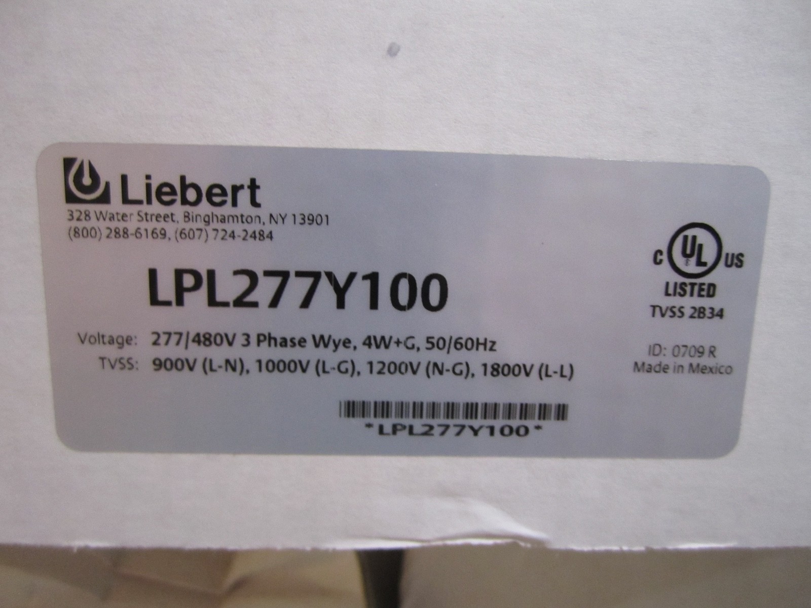 NEW LIEBERT SURGE PROTECTOR LPL277Y100 277/480V