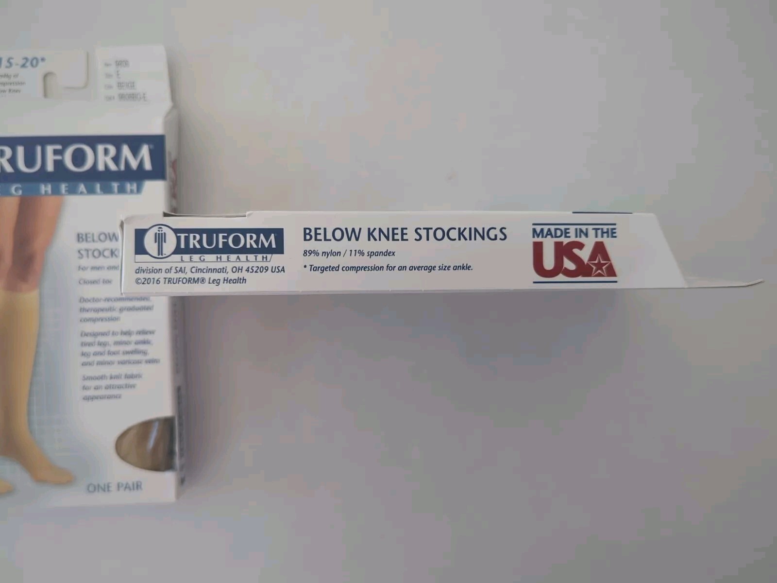 2 TRUFORM 15 - 20 Below Knee Compression Stocking Beige # 9808BG-E Closed Toe