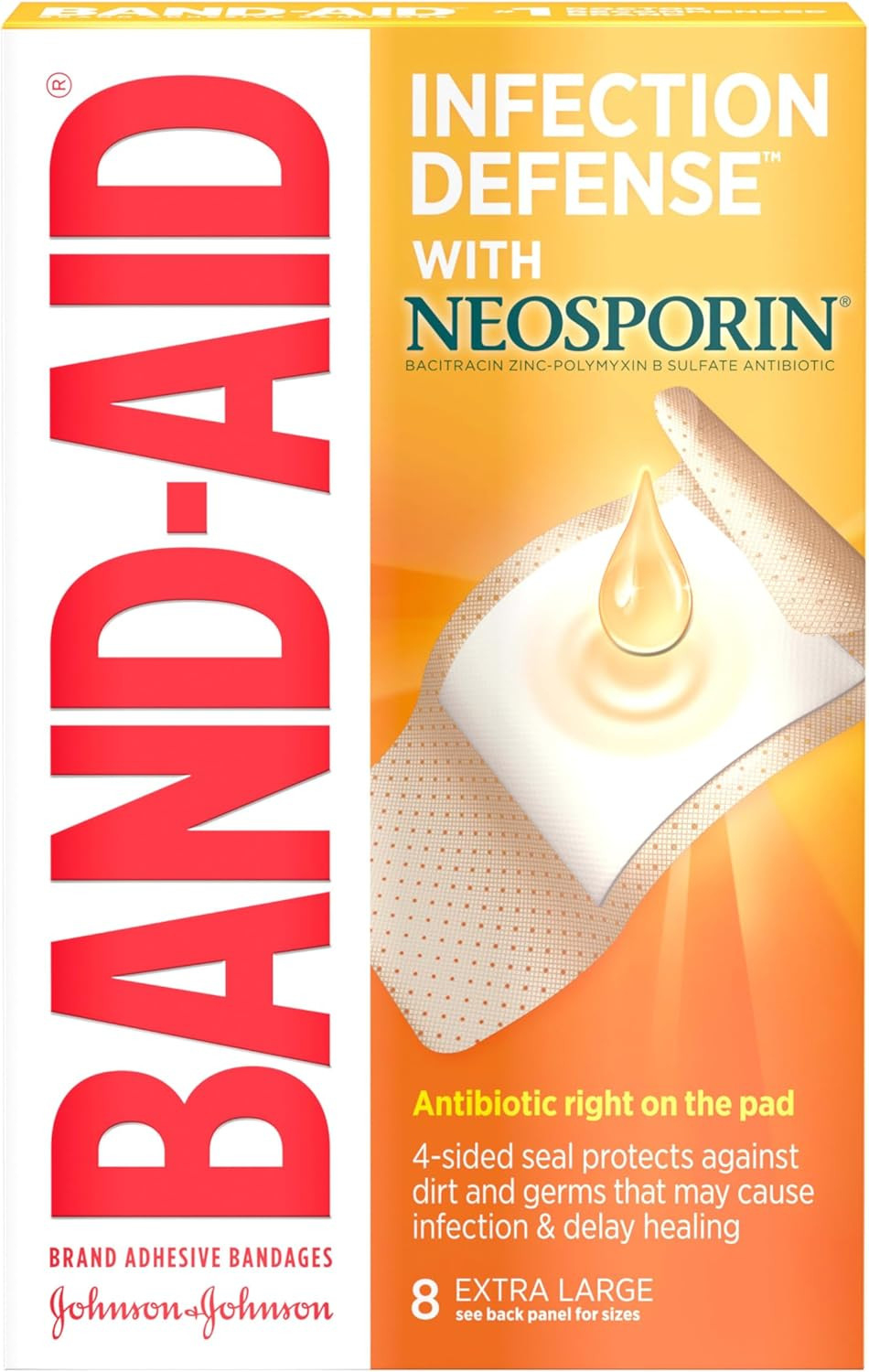 Brand Adhesive Bandages Infection Defense with Neosporin Antibiotic Ointment, F