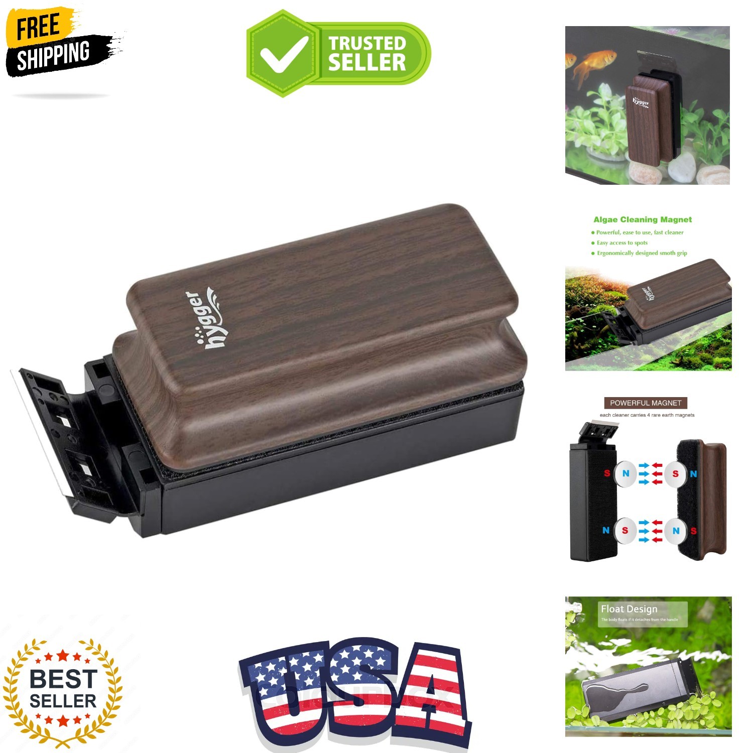 Aquarium Strong Magnetic Cleaner Algae Magnet Cleaning Tool with Scraper Floa...