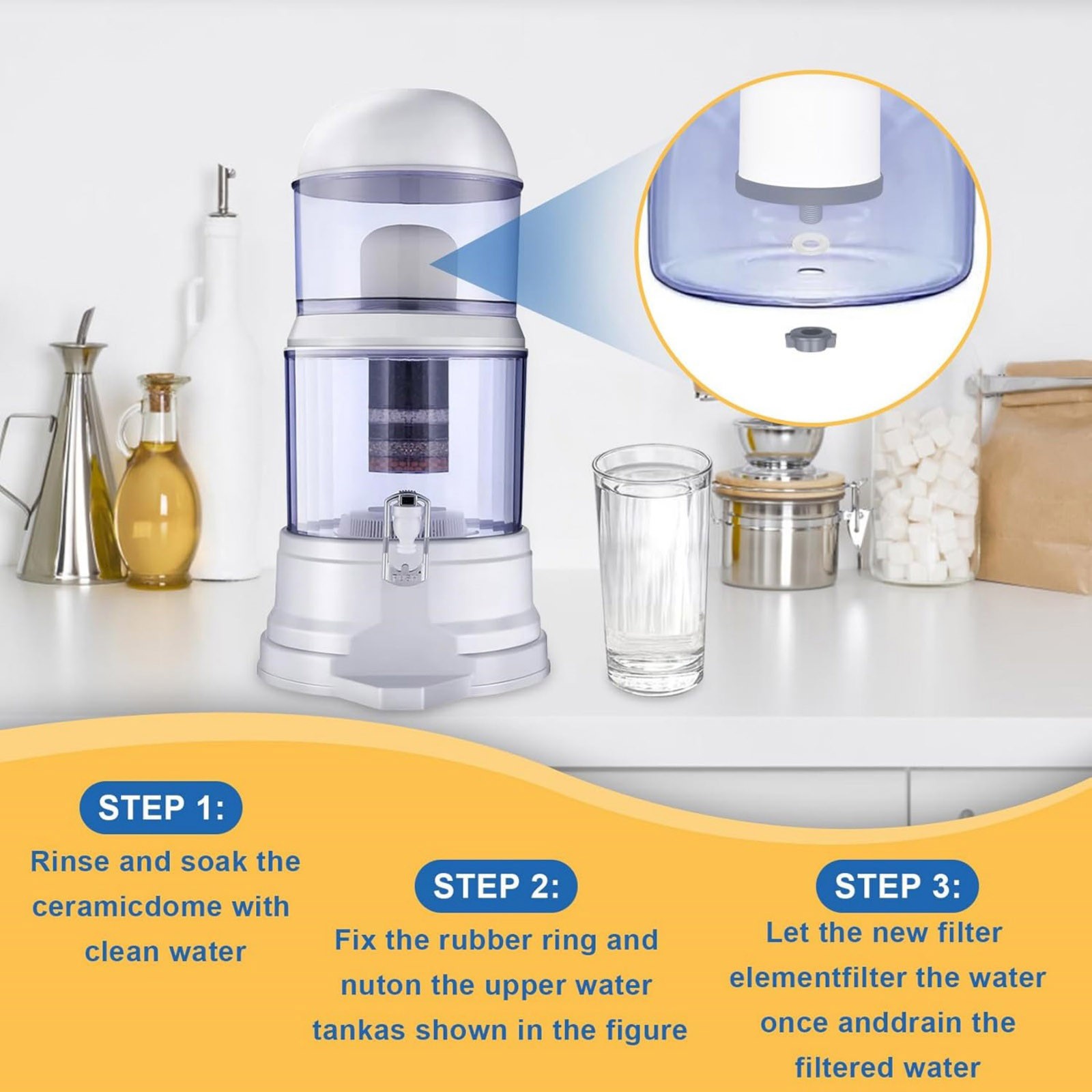 Ceramic Water Filter Cartridges 2 Pack 0.2 Micron for Gravity Fed Countertop