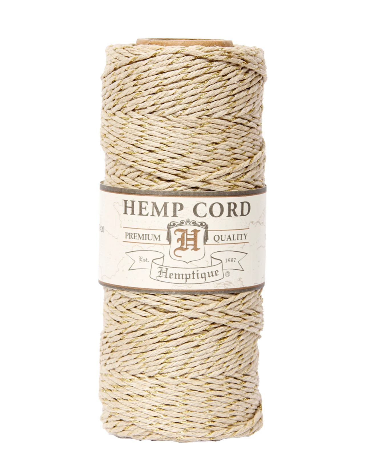 Hemptique #20 (1mm) Metallic Gold Hemp Cord Crafting, Macramé, Jewelry, Beading